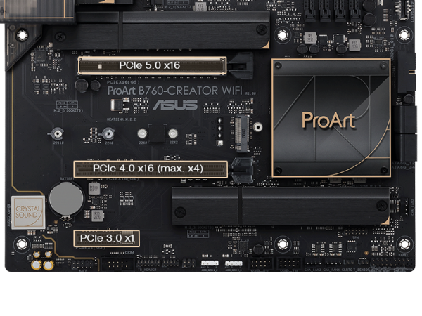 Das ProArt B760-Creator WiFi unterstützt PCIe 5.0 für Grafikkarten