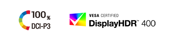 100% DCI-P3 & DisplayHRD 400