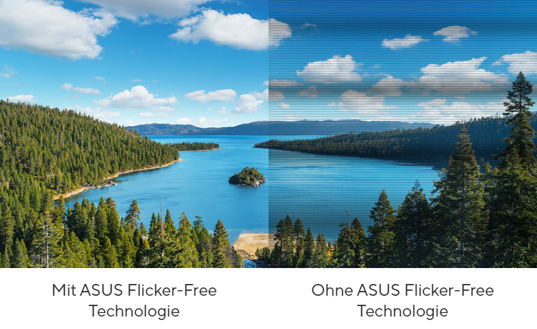 Bild mit ASUS Flicker Free Technologie. Bild ohne ASUS Flicker Free Technologie