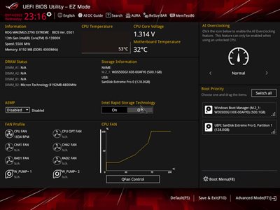 ROG UEFI BIOS EZ Mode Benutzeroberfläche