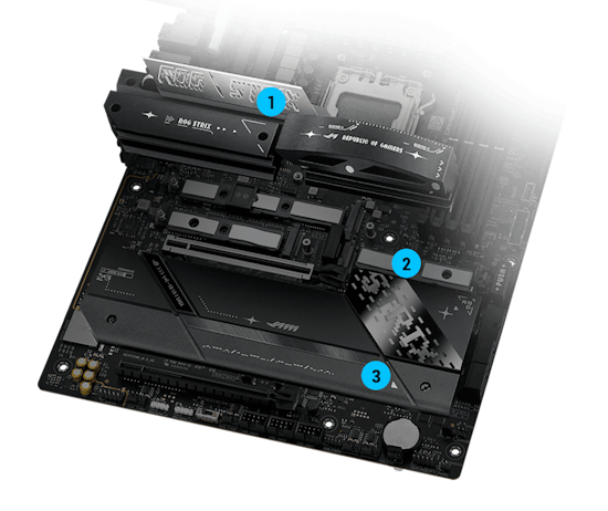 Strix X870E-E M.2-Kühlkörper und Backplate-Layout