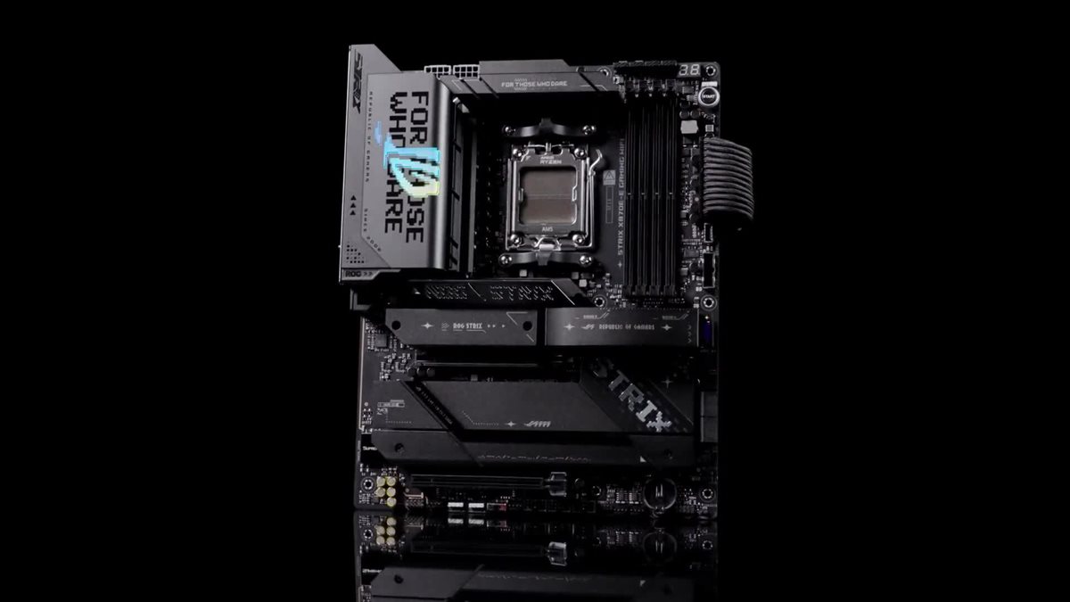 The Strix X870E-E features customizable RGB on its I/O shroud