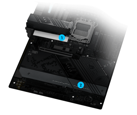 Strix X870-F M.2 Kühlkörper und Backplate Layout