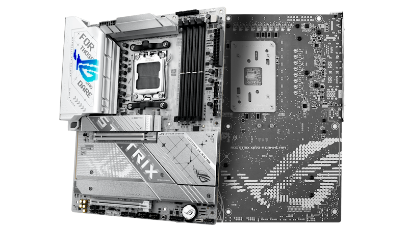 Die Vorder- und Rückseite des Strix X870-A