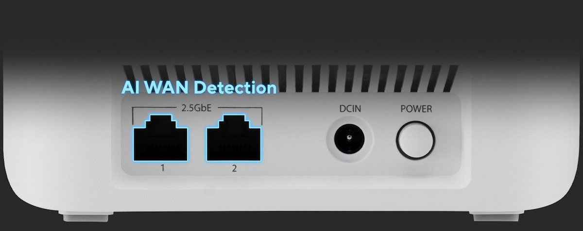 ZenWiFi BD4 Rückseite mit I/O-Anschlüssen.